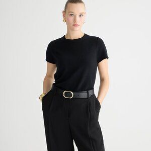 J Crew Cashmere Sweater Relaxed T-Shirt Top Black Women's Small NEW #BG648